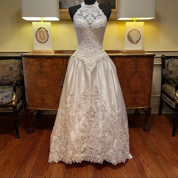 MORI LEE BALL GOWN SATIN WEDDING DRESS SIZE 6 - Picture 9 of 14